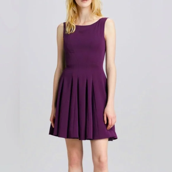 Theory Kaiden Fit and Flare Crepe Dress, Elderberry, Size 4